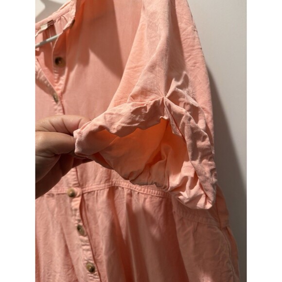 Anthropologie Pilcro Suzanne Peach Coral Pink Button-Up Shirt Dress Size Large - Picture 5 of 7
